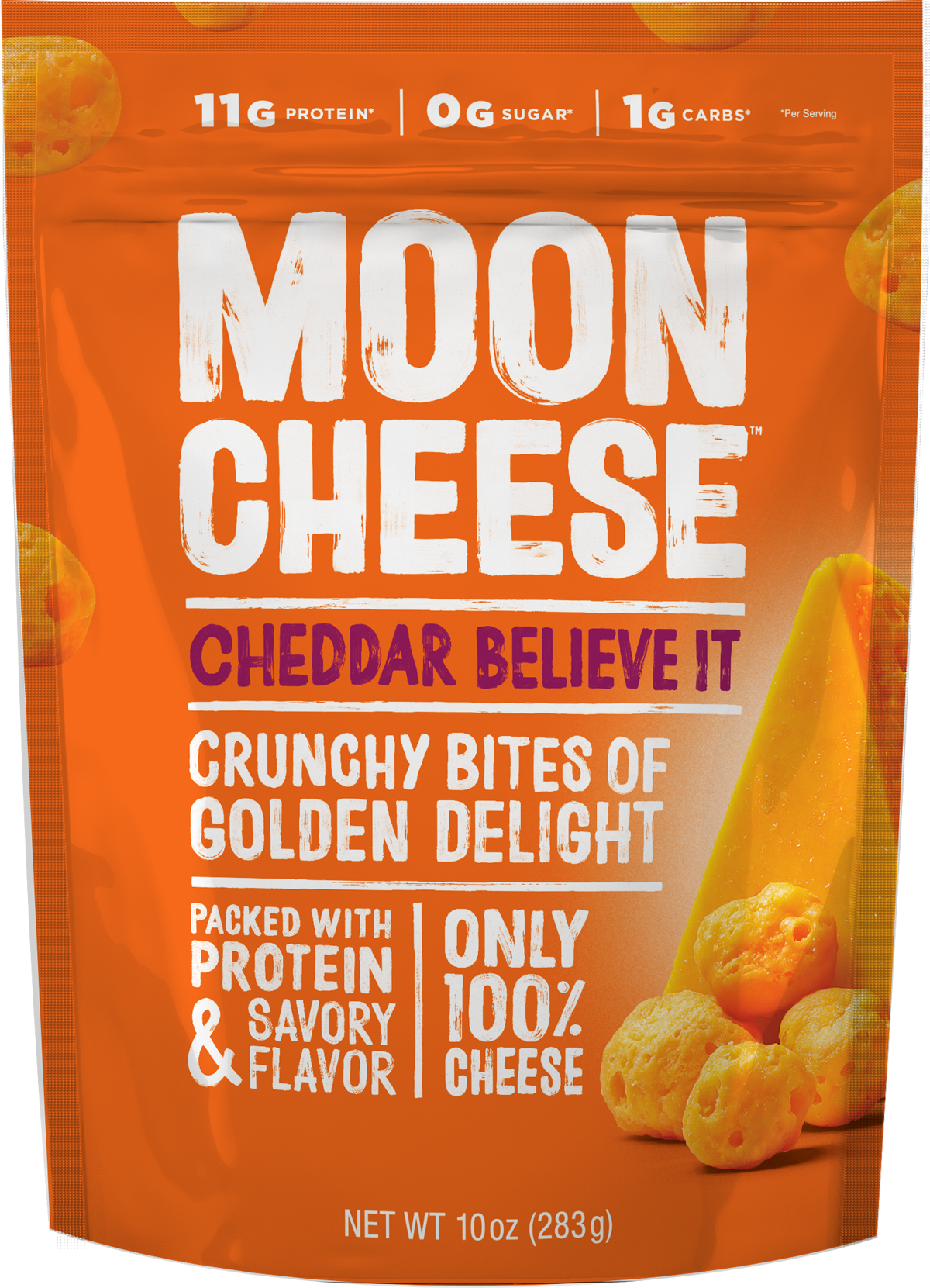 Moon Cheese Cheddar Believe It packaging