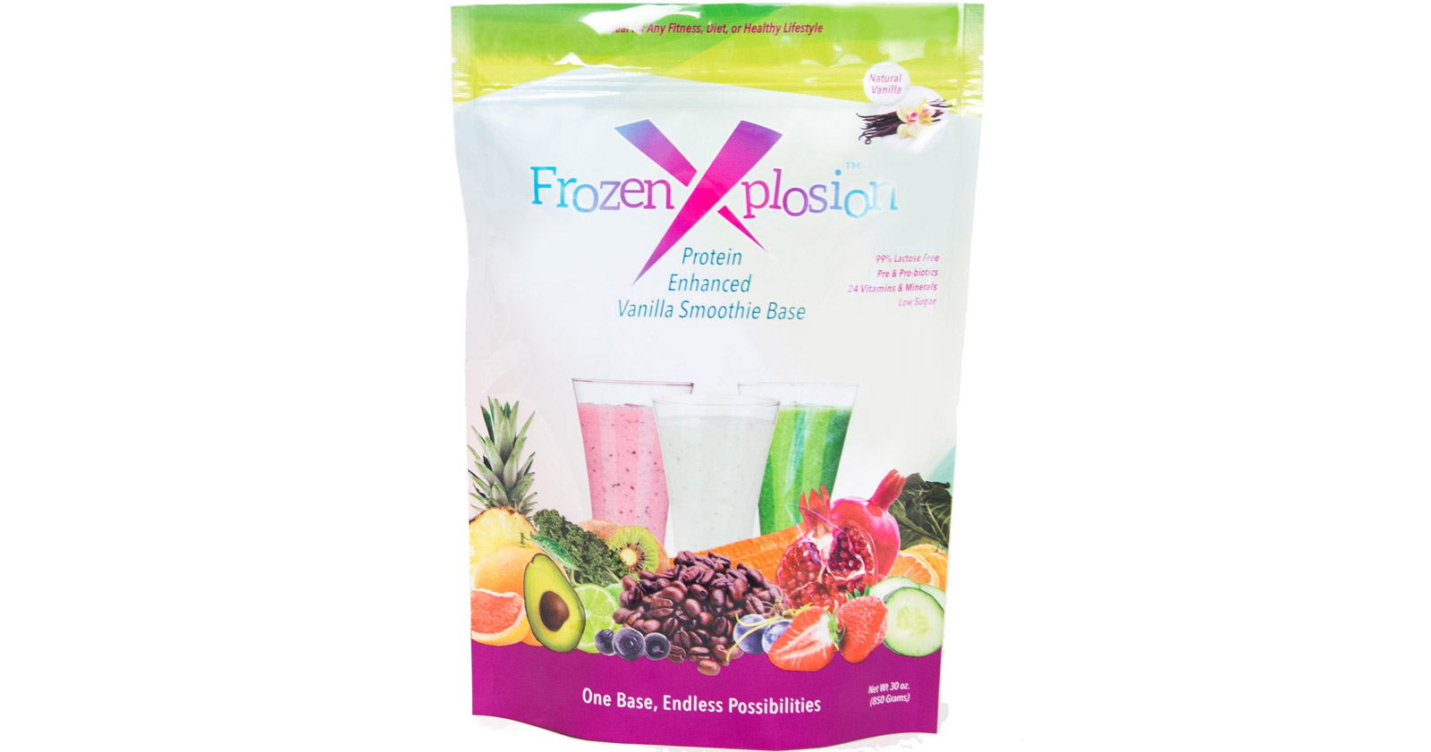 Frozen Xplosion smoothie mix packaging
